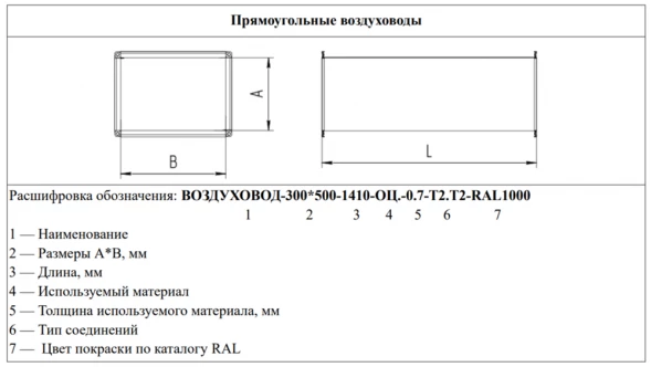 Воздуховод-200*200-1410-оц.-0.5-т2.т2